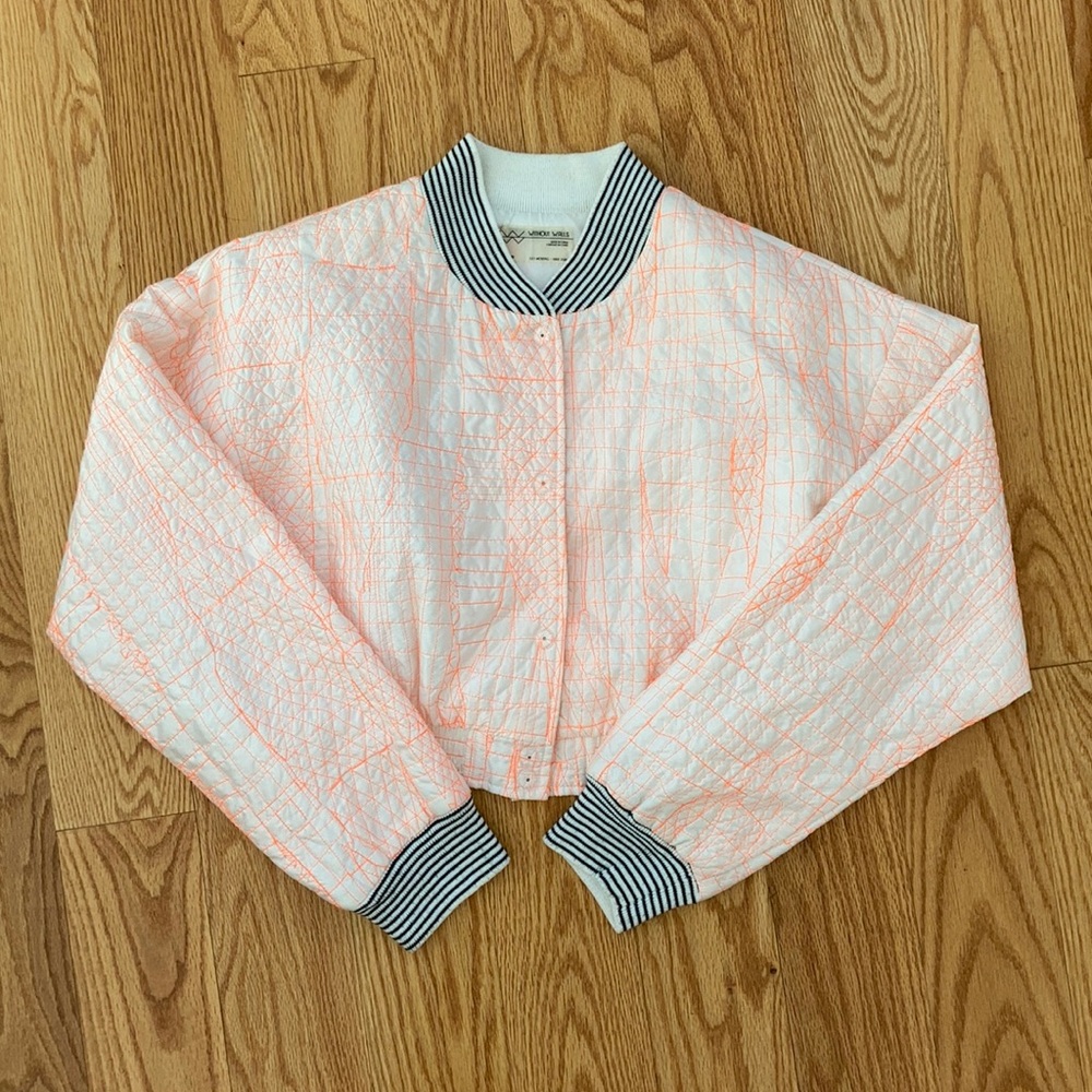 Neon crop bomber jacket